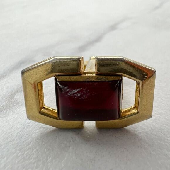 Anson Vintage Gold Tone and Red Single Cufflink - Picture 1 of 6